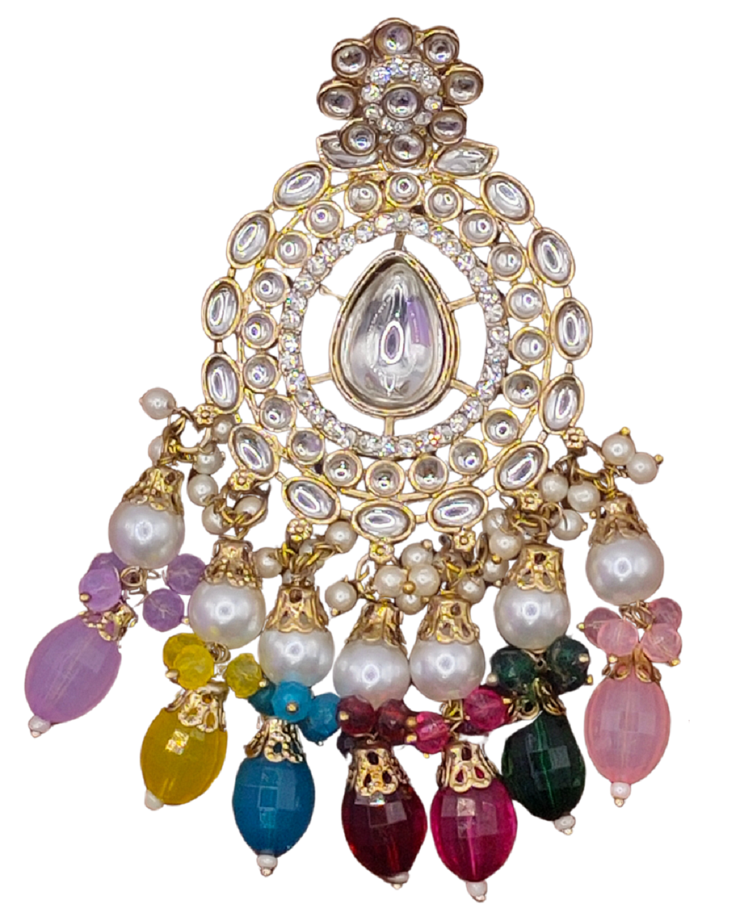 Elegant Bollywood Inspired Gold Kundan Earrings - Traditional Indian Jewelry 194