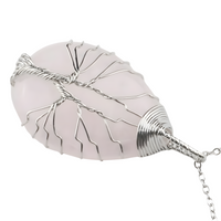 Silver Pink Crystal Tree Of Life Pendant Necklace For Women Oval Gemstone 1337
