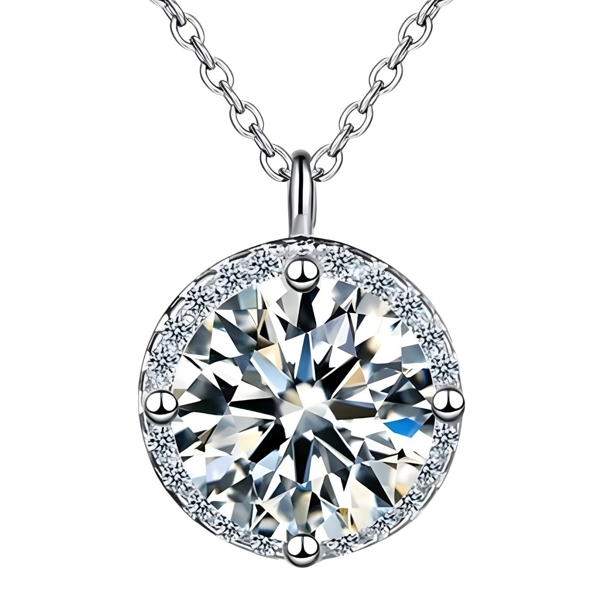 925 Sterling Silver Jewelry Round AAA Zircon Pendant Necklaces Women Fine 271