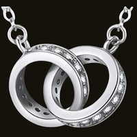 925 Sterling Silver Interlocking Rings Necklace Elegant Zircon Pendant Women 254
