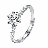Adjustable Zigzag Zircon Engagement Ring, Round Brilliant Cut Solitaire 1632