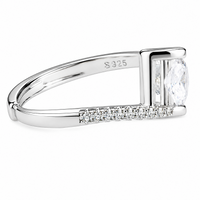 Women's Adjustable Heart Accent Zircon Engagement Ring, Round Brilliant 1635