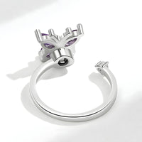Adjustable Butterfly Spinner Ring 925 Sterling Silver Style, Rotating Purple 371