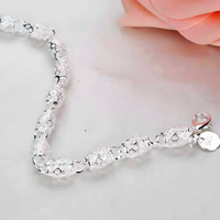 Sparkling Round Bead Bracelet For Women Silver Colour Adjustable Lobster 1763