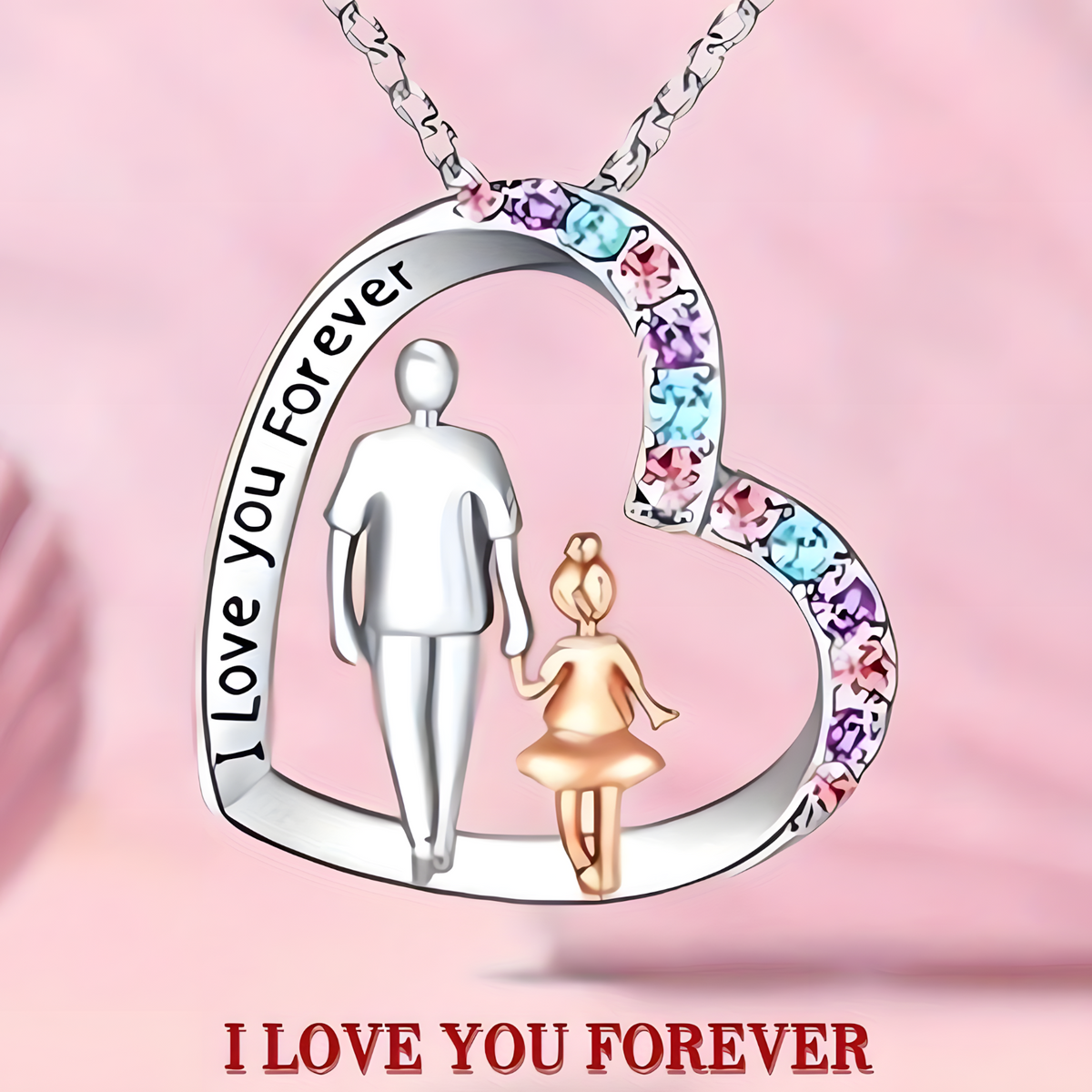 Father Daughter Heart Necklace for Women – Zinc Alloy Pendant Multi-Colour 1246