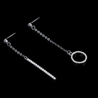 925 Sterling Silver Asymmetrical Drop Earrings - Long Chain Dangle Earrings 350