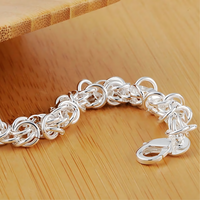 Fancy Link Bracelet For Women - Polished Woven Chain Bracelet With Lobster 1740