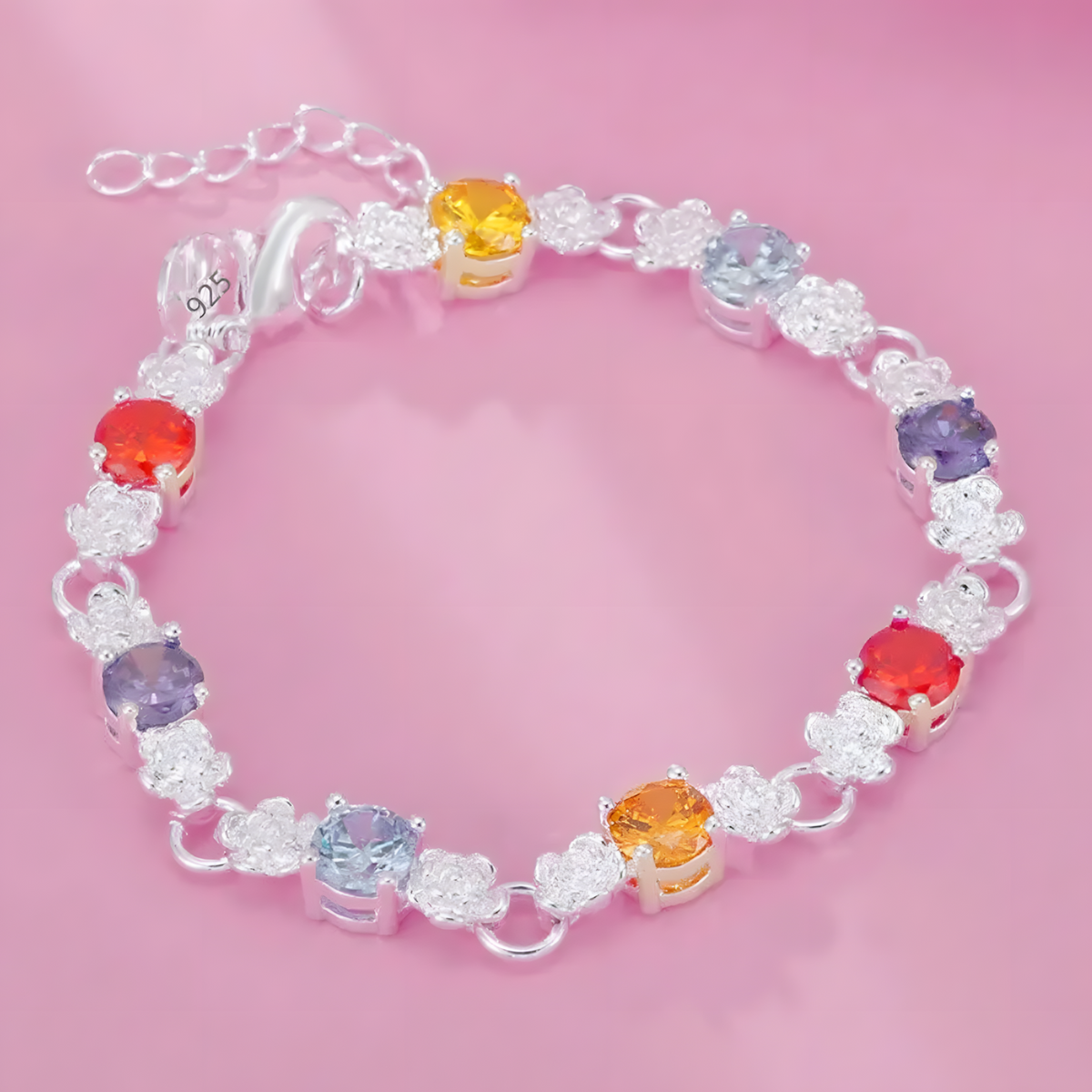 UnifiedJewellery Premium Multicolour Crystal Bracelet 20cm Adjustable Women 1828
