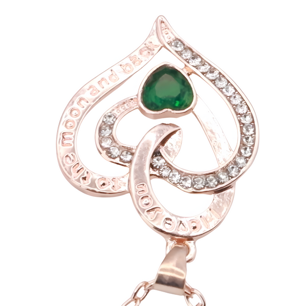 18K Gold Plated Zinc Alloy Chain Necklace with Crystal Rhinestones Green B306