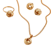 4PCS Gold Twist Knot Jewellery Set Women – Zinc Alloy Necklace, Stud Earring 673