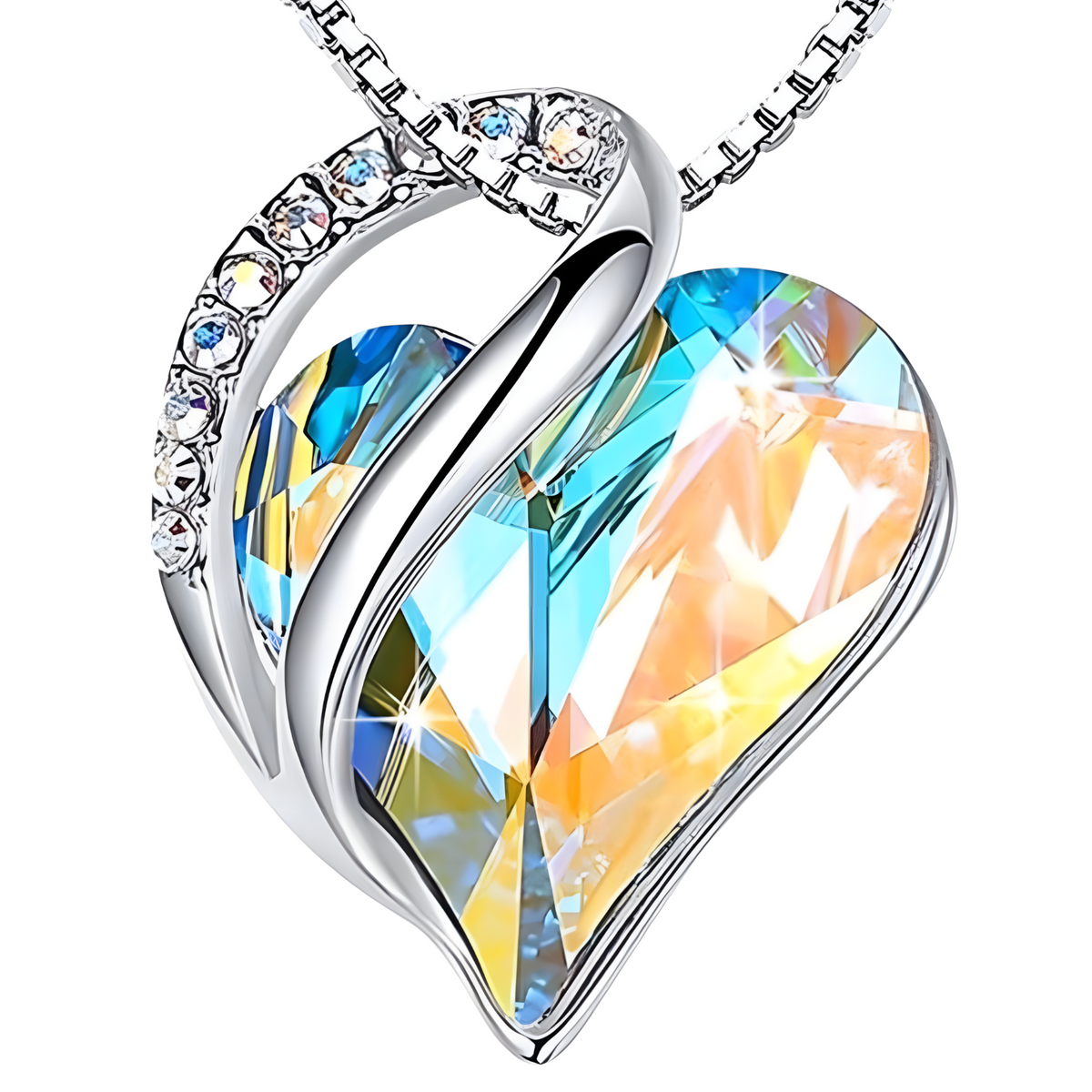Colorful Fashion Classic Infinity Love Heart Necklace Plated White Gold B323