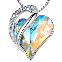 Colorful Fashion Classic Infinity Love Heart Necklace Plated White Gold B323