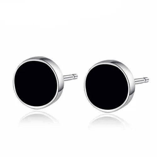 Black Round Stud Earrings for Men & Women – Classic Style 6 mm Circle Studs 1006