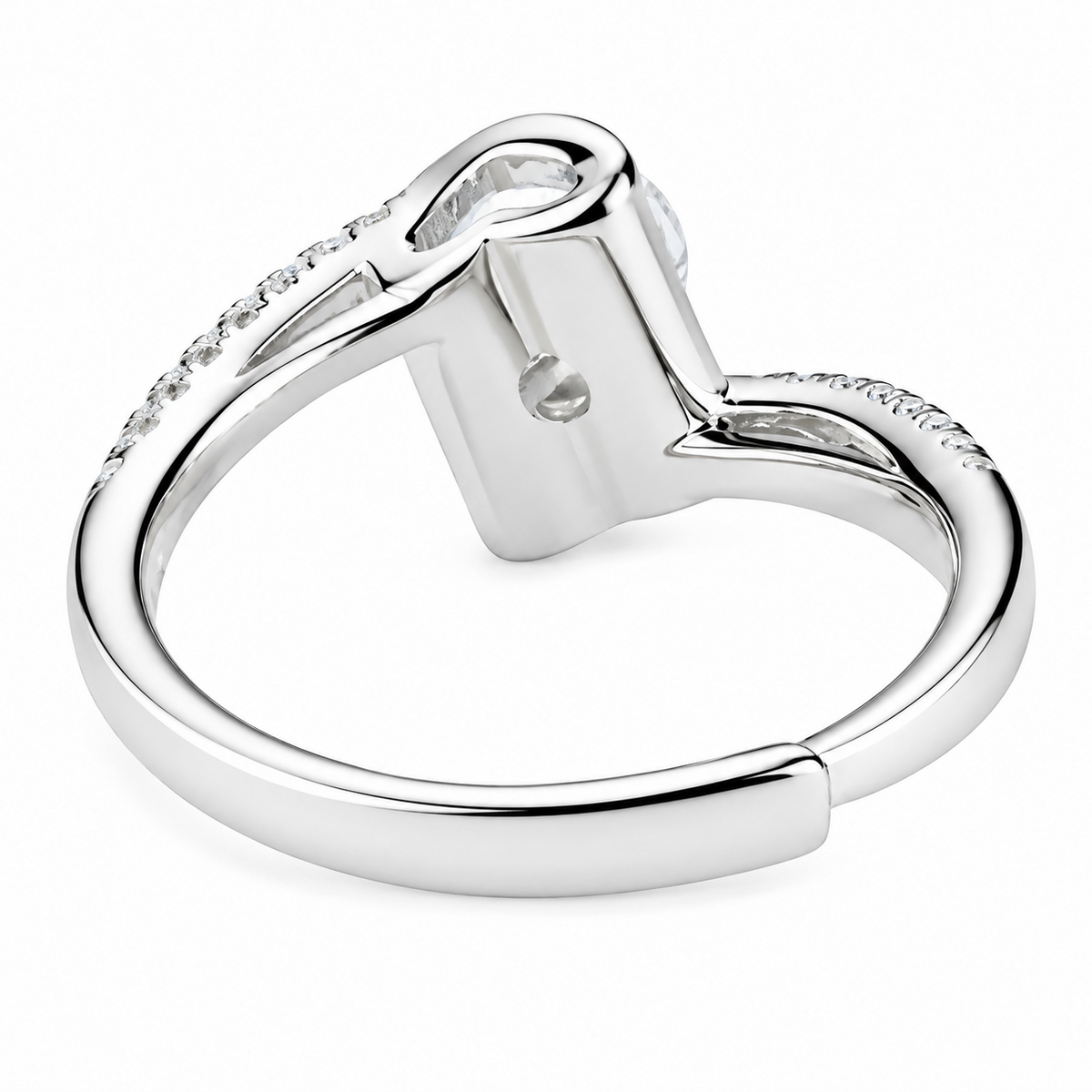 Women's Adjustable Heart Accent Zircon Engagement Ring, Round Brilliant 1635