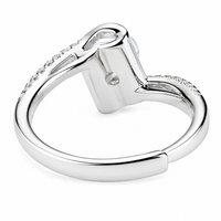 Women's Adjustable Heart Accent Zircon Engagement Ring, Round Brilliant 1635