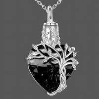 Heart Tree of Life Urn Necklace Crystal Funnel Filler 316L Stainless Steel B213