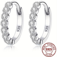 925 Sterling Silver Trendy Hoop Earrings, 13mm Diameter, Platinum Plated 147