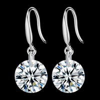 Unified Jewellery Silver-Plated Round Zircon Drop Earrings for Women Elegant 923