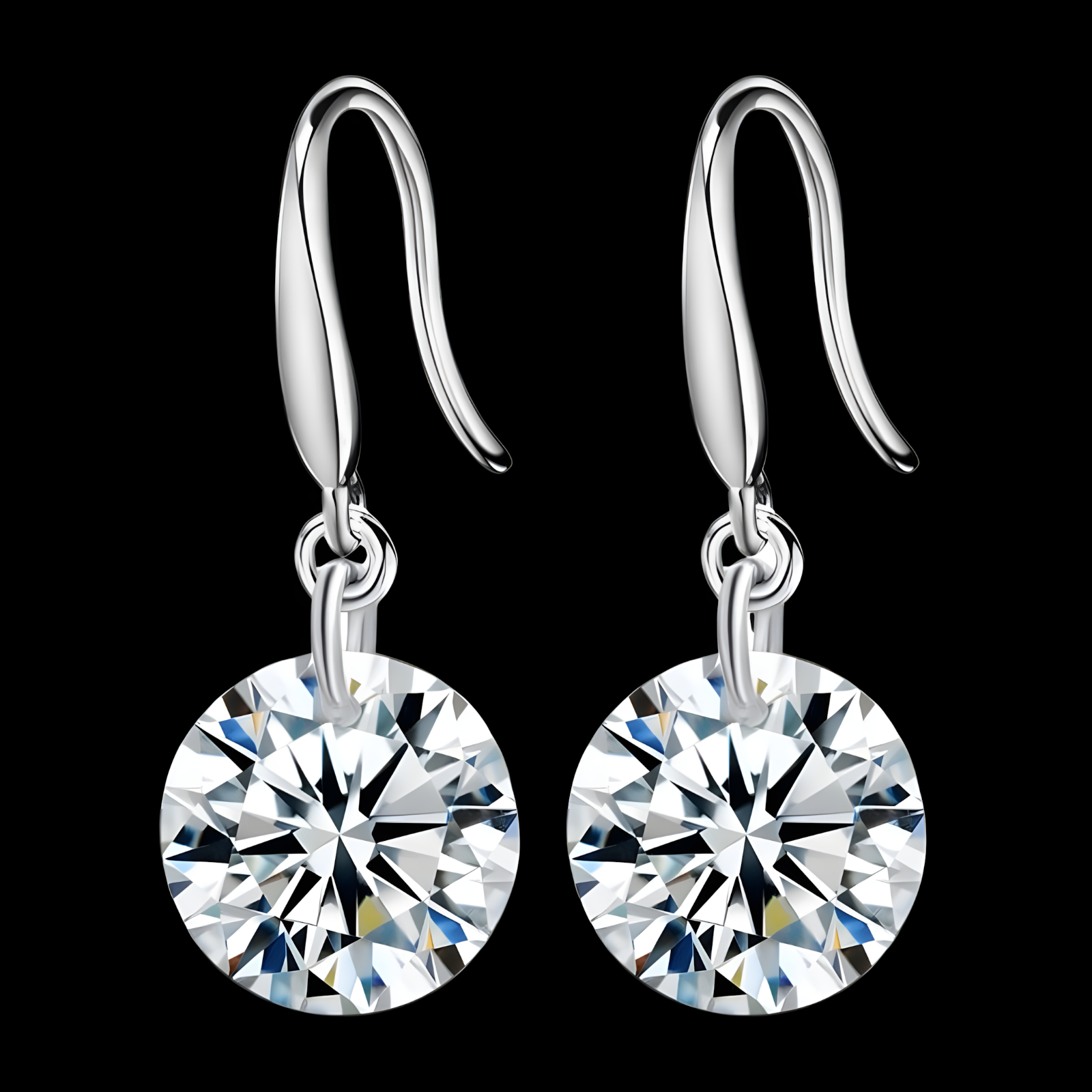 Unified Jewellery Silver-Plated Round Zircon Drop Earrings for Women Elegant 923