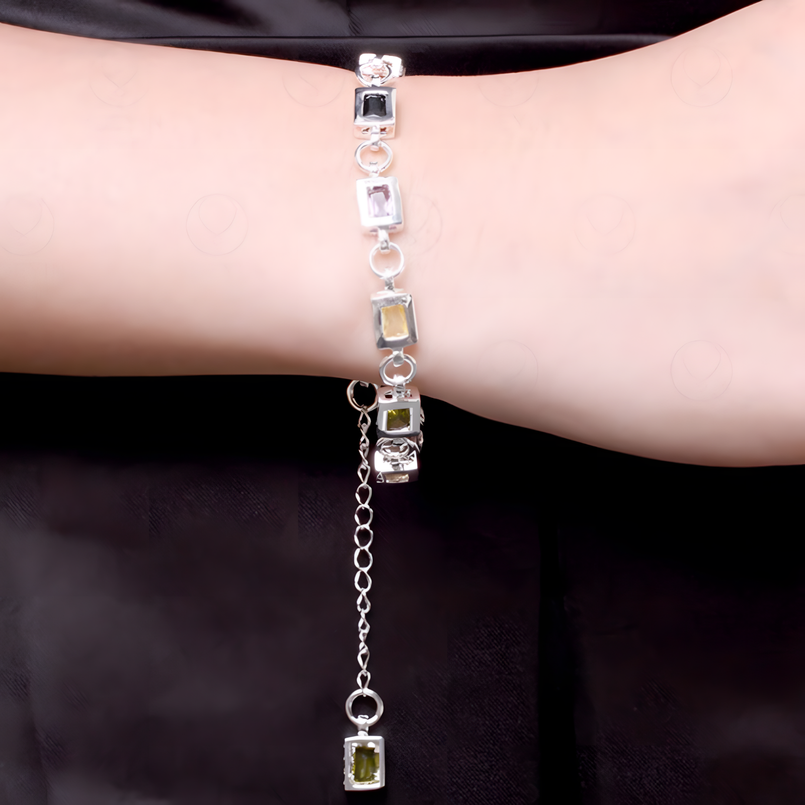 925 Sterling Silver Crystal Look Bracelet For Women 20CM Lobster Clasp Adju 1772