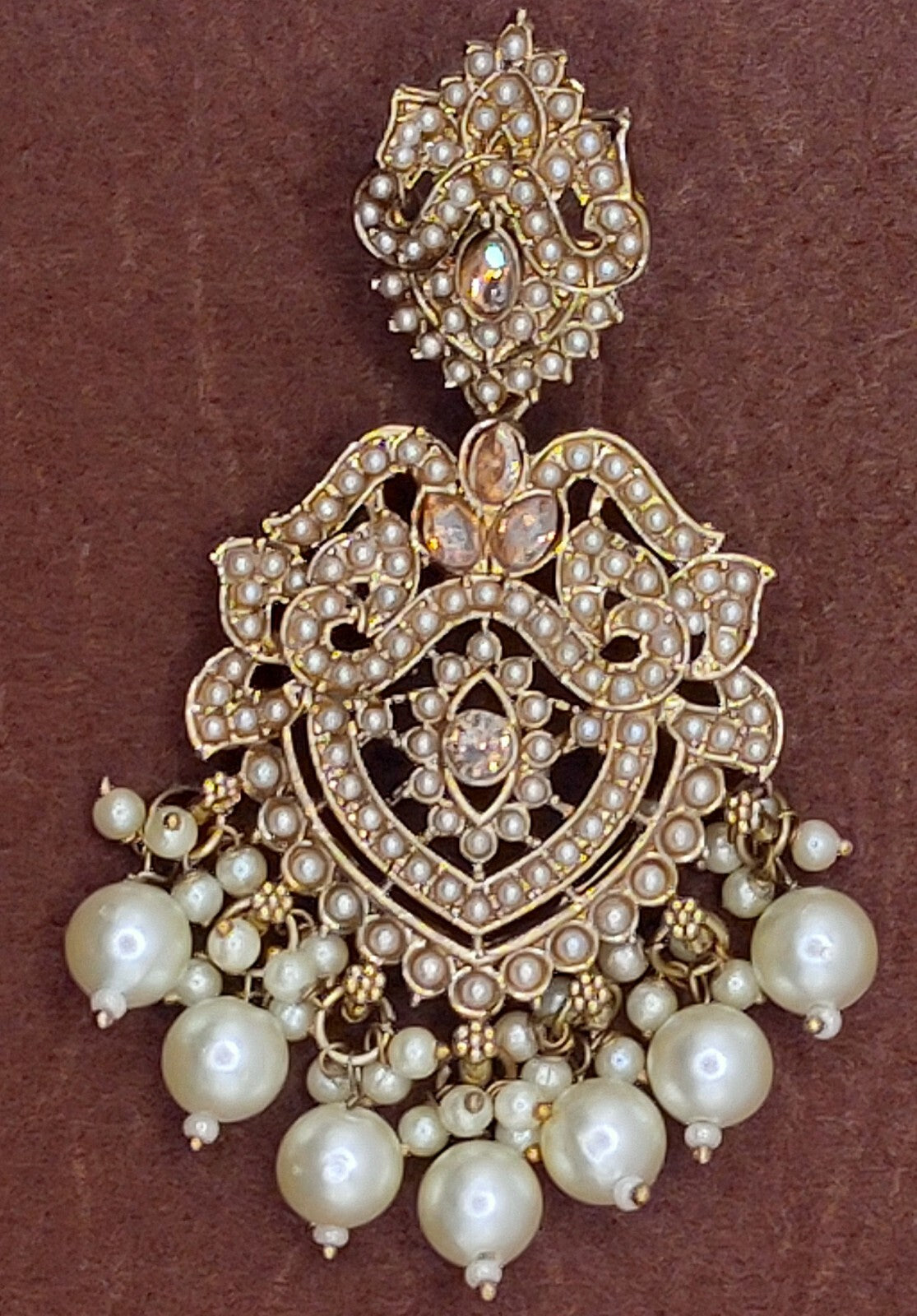 Elegant Bollywood Inspired Gold Kundan Earrings - Traditional Indian Jewelry 180