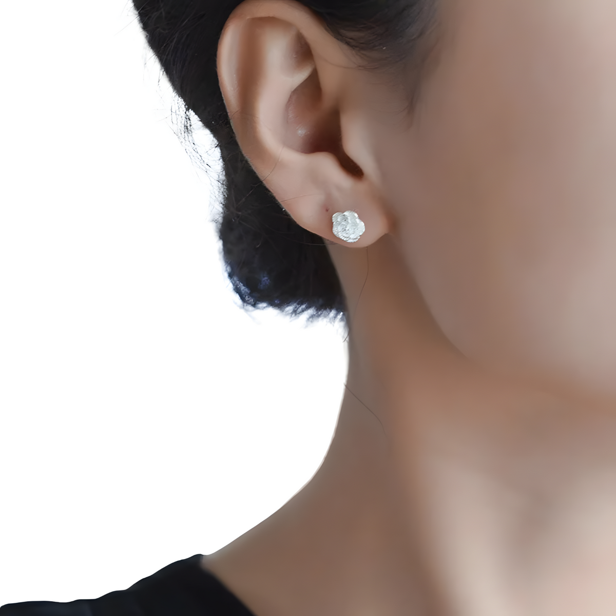 Solid 925 Sterling Silver Flower Stud Earrings for Women, Pretty Rose Floral 470