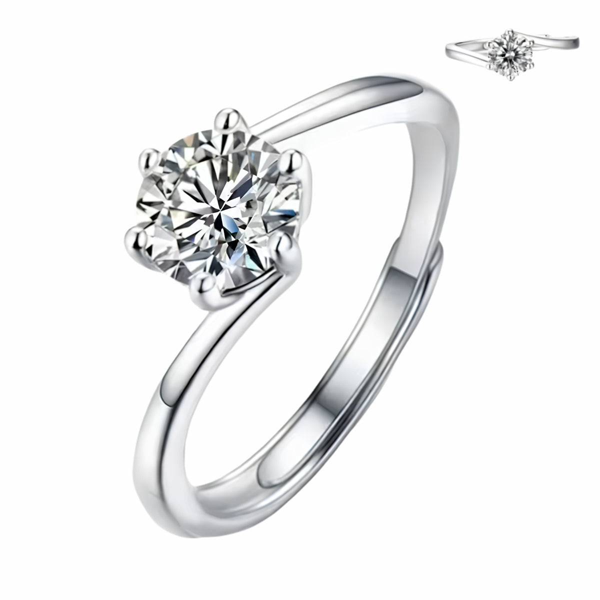 Graceful Solitaire Engagement Ring For Women Round Brilliant Cut Zircon 1605