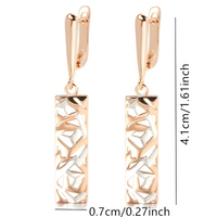 585 Rose Gold Silver Color Mix Geometric Rectangle Design Ethnic Boho Dangle 597