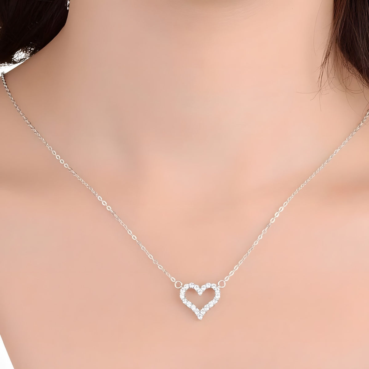 925 Sterling Silver Heart Pendant Necklace for Women | Adjustable Chain AAA 259