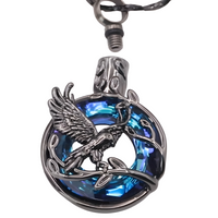 Black Blue Eagle Pendant Necklace Snake Chain Unisex Religious Style Claw B199