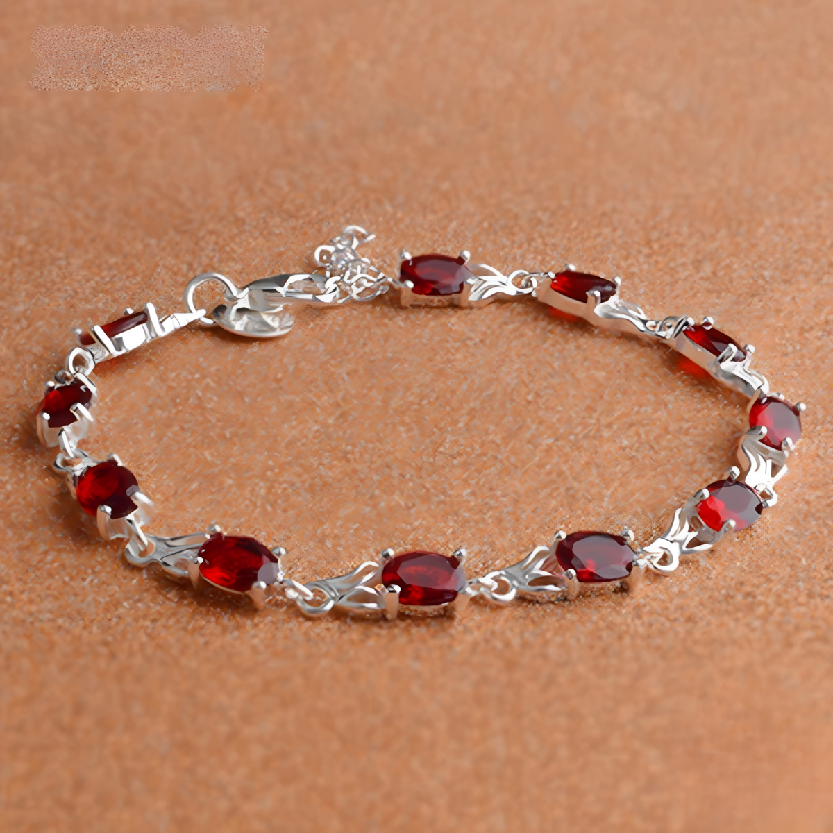 Unified Jewellery Premium Red Oval Crystal Tennis Bracelet Women Lobster 1825