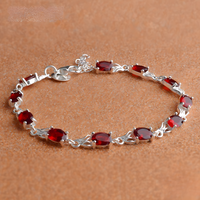 Unified Jewellery Premium Red Oval Crystal Tennis Bracelet Women Lobster 1825