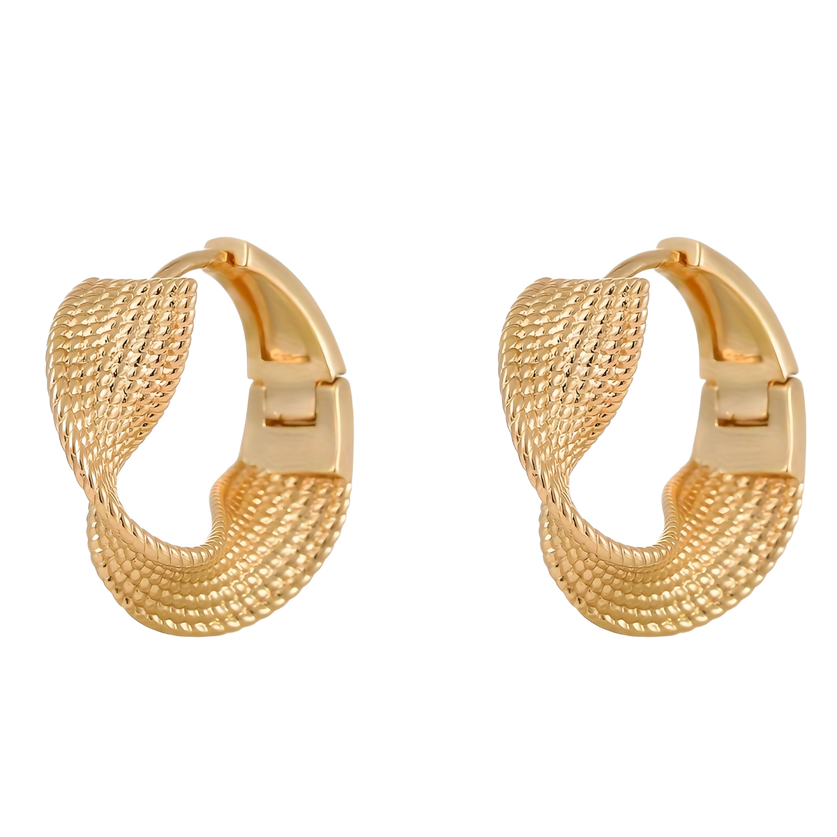 Lightweight Twisted Texture Hoop Earrings 1.4inch: 2024 New Trendy Gold 661