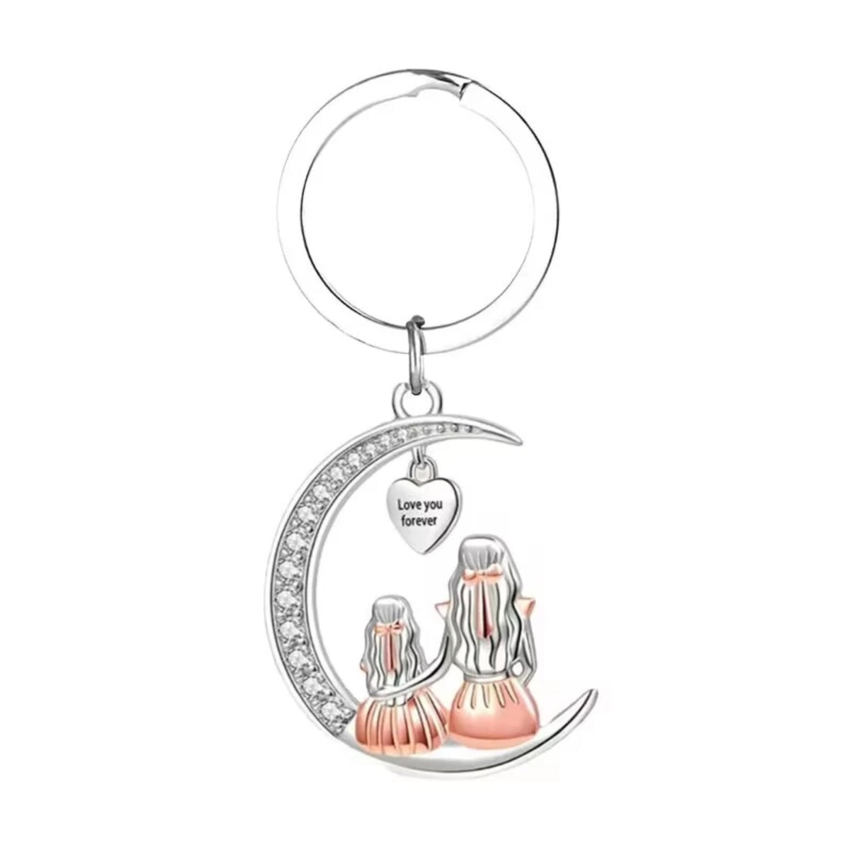 Crystal Moon Pendant Necklace for Women – Zinc Alloy Mother Daughter Heart 1126