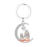 Crystal Moon Pendant Necklace for Women – Zinc Alloy Mother Daughter Heart 1126
