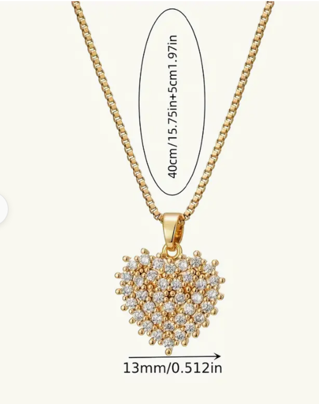 18K Gold-Plated Heart Pendant Necklace Golden Stainless Steel Chain Necklace 151