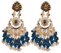 Elegant Bollywood Inspired Gold Kundan Earrings - Traditional Indian Jewelry 207