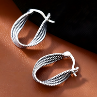 Women's Twist Geometry Hoop Earrings Niche Unique Design Vintage Temperament 523