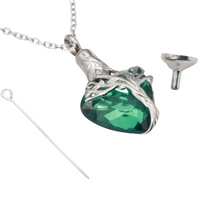 Heart Tree of Life Urn Necklace Crystal Funnel Filler 316L Stainless Steel B208