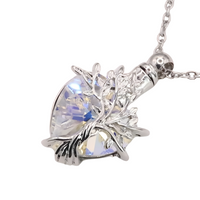Womens Tree of Life Cremation Necklace Ashes Iridescent Heart-Shaped Crystal B95