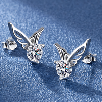 Angel Wing Stud Earrings for Women – 925 Silver-Plated Alloy Sparkling Cubic 960