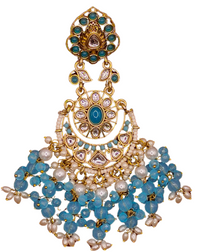 Elegant Bollywood Inspired Gold Kundan Earrings - Traditional Indian Jewelry 205
