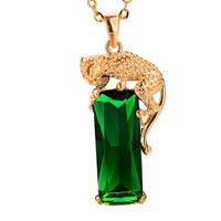 Elegant Leopard Pendant Necklace for Women Gold-Tone Alloy Large Rectangular 576