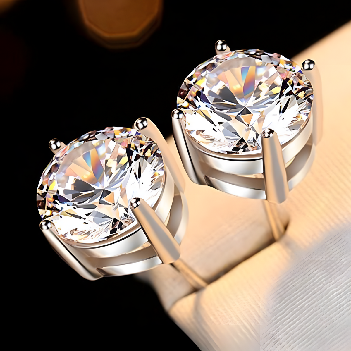 Classic Round Stud Earrings for Women – Sparkling Cubic Zirconia Solitaire 1008