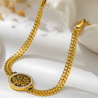 Gold Plated Stainless Steel Tree of Life Bracelet-Adjustable Mood Tracker 1141