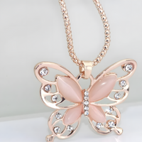 Butterfly Pendant Necklace for Women – Rose Gold Zinc Alloy Butterfly Charm 1186