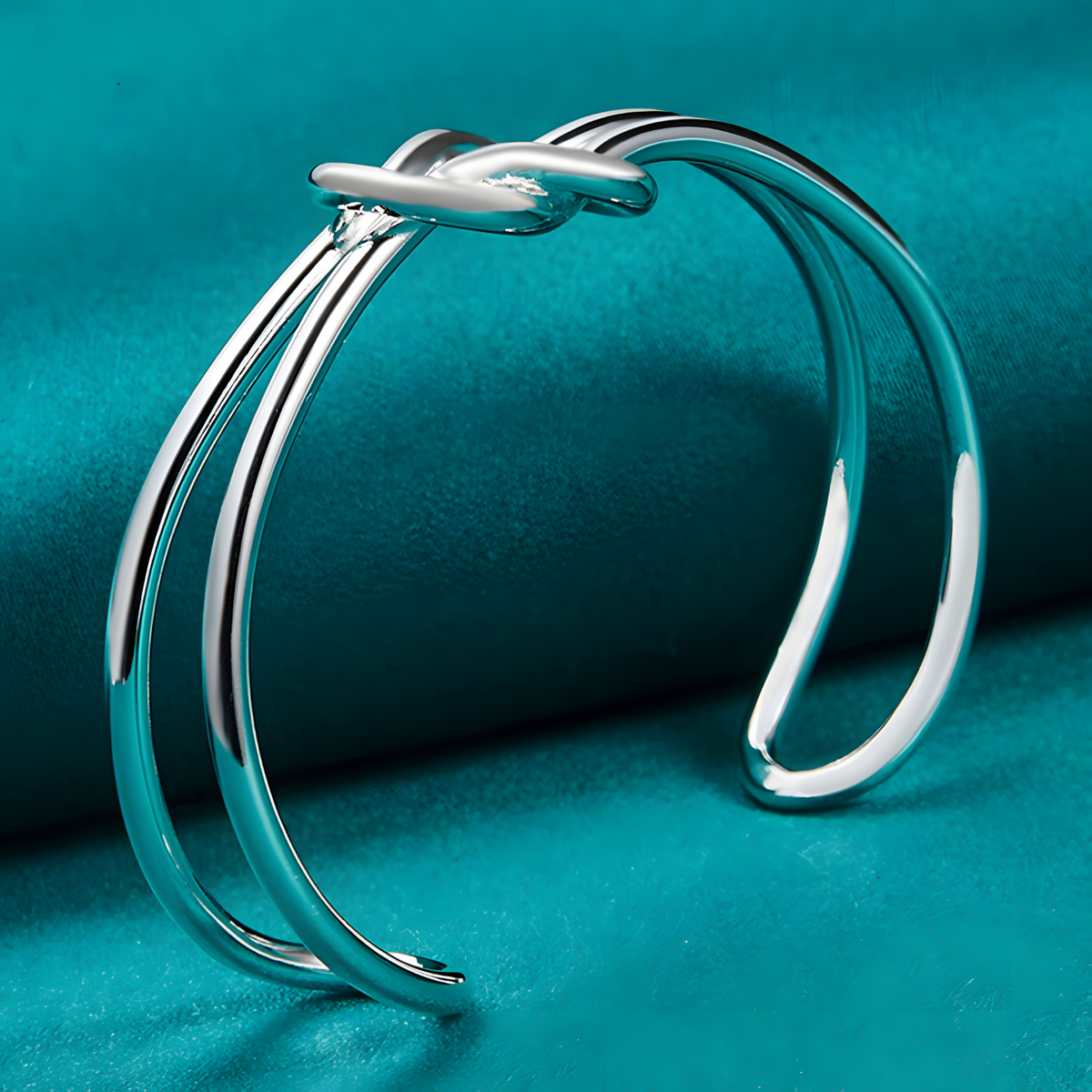 Adjustable Knot Cuff Bracelet for Women, Double Band Open Bangle Infinity 1885