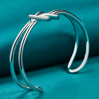 Adjustable Knot Cuff Bracelet for Women, Double Band Open Bangle Infinity 1885