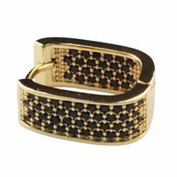 Hoop Earrings For Women Black Zircon Micro Pave Sparkle Round Brilliant Cut 1370
