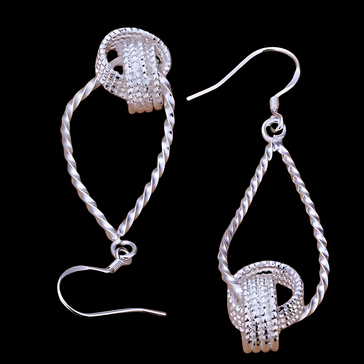 Twisted Knot Dangle Drop Earrings for Women–Copper Alloy 925 Silver Plating 1200